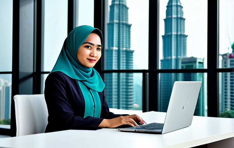 **Prompt:** A professional Malay businesswoman in a modest baju kurung, sitting at a modern office desk with a laptop, fully clothed, appropriate attire, safe for work, perfect anatomy, natural proportions, professional photography, high quality. The background includes a Petronas Twin Towers view.