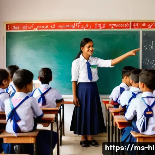 힌디어로 글쓰기 연습 - A vibrant classroom scene in an Indian school setting, featuring a diverse group of young Malay stud...