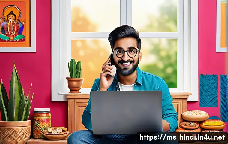 힌디어 유튜브 채널 운영 - A vibrant digital illustration of a young Hindi-speaking YouTube content creator filming a lifestyle...