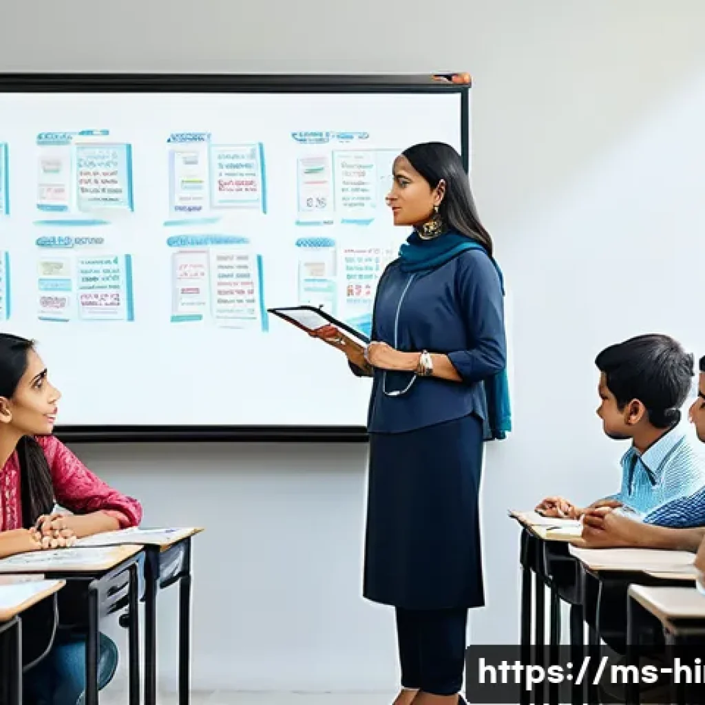 힌디어 관련 직업 - A modern Malaysian classroom scene showing a diverse group of adult students attentively learning Hi...
