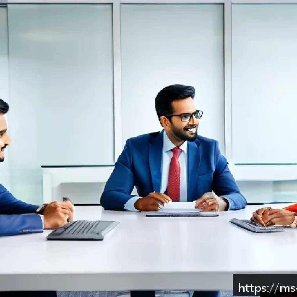 힌디어와 경제 - A vibrant Indian business meeting scene in a modern office, featuring diverse professionals communic...
